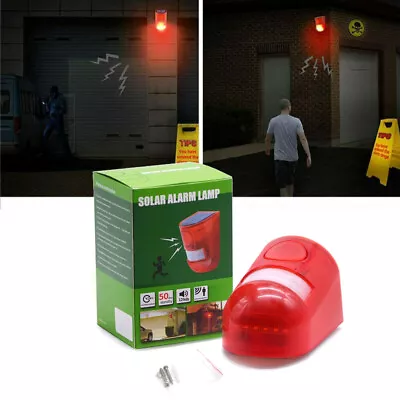 LED Solar Powered Alarm Warning Light Strobe Motion Sensor Lamp Alert Waterproof • $15.99