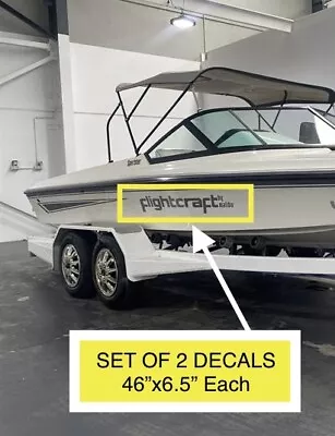 Flightcraft By Malibu Boat 46” Black Decals Vinyl Replacement Stickers - Set 2 • $79.95