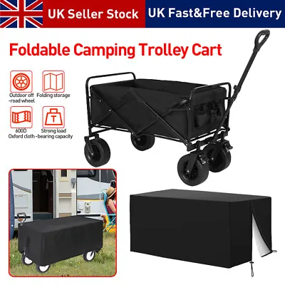 Foldable Outdoor Garden Beach Camping Trolley Cart 4 Wheels + Waterproof Cover • £44.98