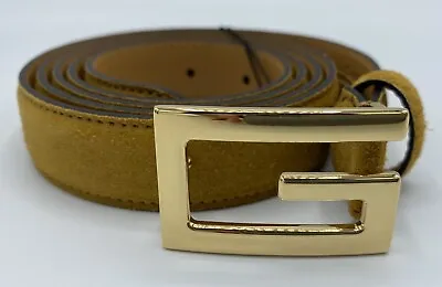 Gucci Golden “G” Buckle Suede Khaki Belt 110/44 Made In Italy • $396.75