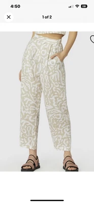 $69 • Buy GORMAN Ripple Effect Stone/white Printed Pants Linen - Size 12 -  Worn Once