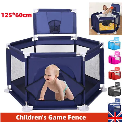 Large Baby Playpen Kids Infant Safety Yard Activity Center Basketball Hoop UK • £19.99