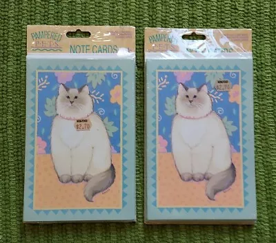 NOS LOT 2 Packs Vintage Gibson Greeting Note Cards UNUSED Kitty Cat Pampered Pet • $11.40