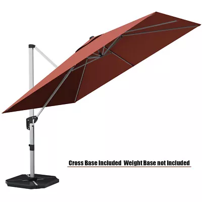 $219.99 • Buy 10Ft Strong Aluminum Square Patio Offset Cantilever Umbrella 360 Brick Red
