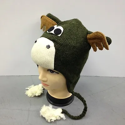 Funny Animal Hand Knitted Himalayan Wool Ski Beanie Trooper Hat Made In NEPAL 15 • $12.99