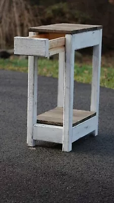 Cabin-Style Rustic Side Table With Hidden Drawer. (Handmade With Solid Wood) • $149