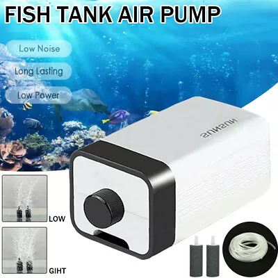 Aquarium Oxygen Pump Aqua Fish Tank Pond Air Bubble Disk Stone Aerator 2 Outlets • $21.59