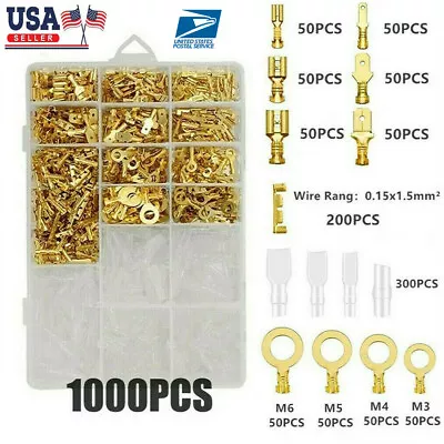 1000pcs Assortment Spade Male Female Crimp Terminals Electrical Wire Connectors • $14.99