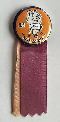 Vintage NY Mets Button With Ribbon G/VG Mr Met Original Smaller Nice 1 1/4” • $7.50