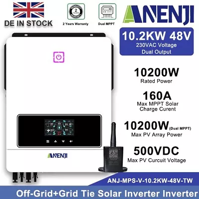 10.2KW On-Grid+Off-Grid Solar Inverter MPPT 160A 220/230V 48V WIFI BMS Support • £573.35