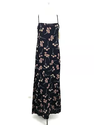 New Flynn Skye Mason Maxi Dress Womens M Black Cherry Blossom Criss Cross Sides • $47.50