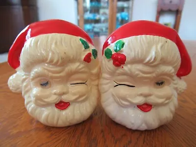 $9.99 • Buy Vintage Winking Christmas Santas Salt And Pepper Shakers Japan So Cute