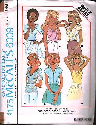 6009 Vintage McCalls SEWING Pattern Misses 1970s Quick Easy Set Of Knit Top OOP • $5.59