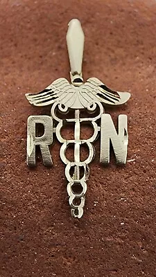 14k .585 Yellow Gold RN Registered Nurse Caduceus MA Pendant Au 2473 • $85