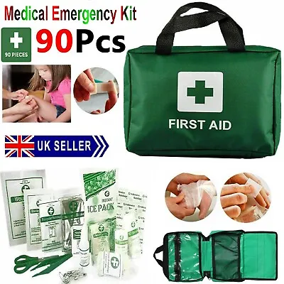 £9.95 • Buy 90 Piece First Aid Kit Bag Emergency Situation Medical Treatment Gauze Bandages