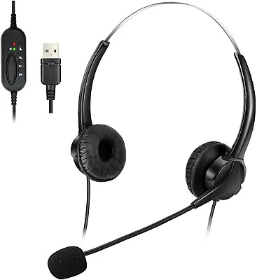 USB Headset With Microphone Call Center Headsets 2M Length PC Headset... • £14.90