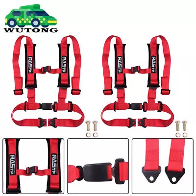 Pair Of 4 Point Harness Racing Seat Belt Red - 2  Padding For CanAm X3 YXZ UTV • $89.99