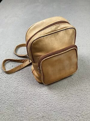 Vintage Le Donne Leather Collection Backpack Tan Medium 7x13 Distressed • $23.95