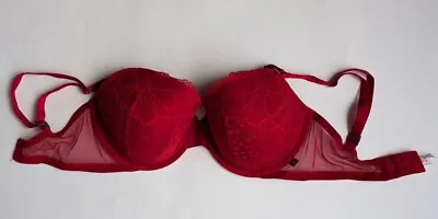 Victoria Secret Women Bra 34DDD Red Wired Lightly Lined Demi Underwire • $25