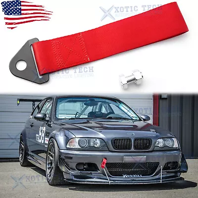 Red High Strength Sporty Racing Tow Strap For Front Rear Bumper Hook For BMW • $8.99