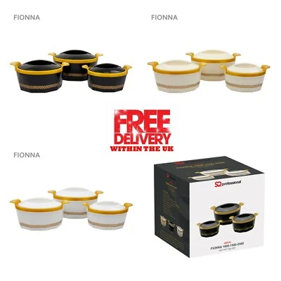 £19.99 • Buy Fionna 3 Pc Thermal Insulated Hot Pot Set Casserole Hotpot Set Serving Dishes