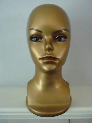 Vintage Mannequin Styrofoam Gold Plastic Face Head Wig Hat Display 13  • $17.99