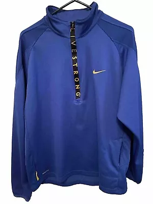 Nike Pullover Sweater Livestrong Long Sleeve Blue Quarter Zip Mens  Large Run • $26.99