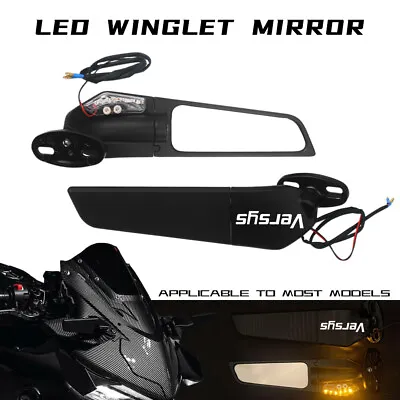 LED Larger Wing Rear View Winglets Side Mirrors Fo KAWASAKI VERSYS 650 1000 X300 • £51.59