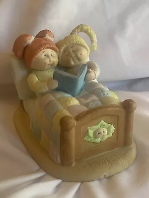 Cabbage Patch Kids Figurine Porcelain Bisque Bedtime Story 2 Girls In Logo Bed • $9.99