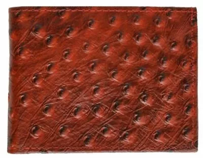 Mens Genuine Leather Wallet Bifold Ostrich Print Card Slots • $10.99