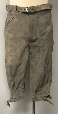 $112.49 • Buy Oktoberfest Vintage Unbranded Gray Leather Breeches Short Pants Hunting Bavaria