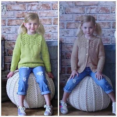 £3.99 • Buy KNITTING PATTERN Girls Easy Knit RoundNeck Cardigan &Jumper Chunky KingCole 4970