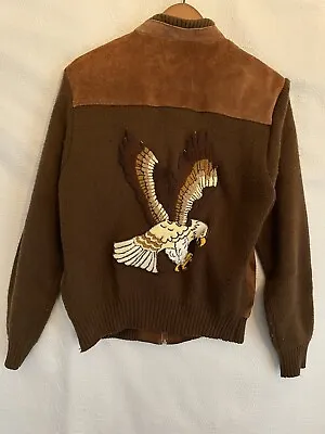 Vintage 70s Van Cort Suede Jacket Sweater Eagle Large • $129