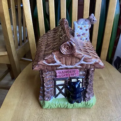 Big Sky Carvers Ranger Station Bears Moose Log Cabin Ceramic Cookie Jar • $75