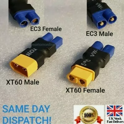 EC3 To XT60 Female Male Plug Adapter Connector For RC Battery Charger ESC • £5.49