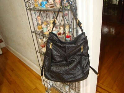 $69.90 • Buy Nwt Treesje Black Textured Italian Leather Bucket Handbag 14  X 13  