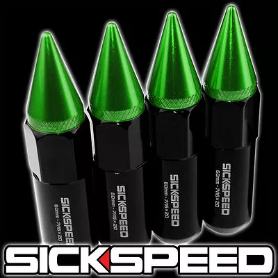 Sickspeed 4 Pc Black/green Spiked Aluminum Lug Nuts Wheels/rims 7/16x20 L28 • $12.35