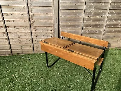 £30 • Buy Early 20th Century Vintage Old Twin Wooden School Desk With Lift Top Storage VGC