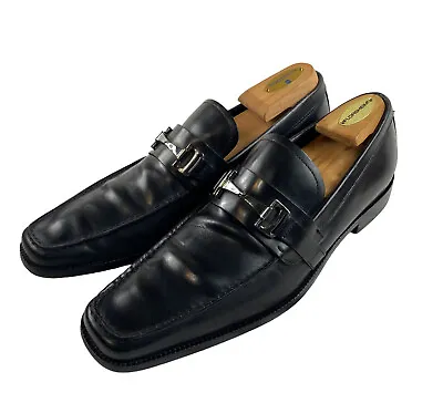 Salvatore Ferragamo Horsebit Black Mens Square Toe Leather Loafer Size Mens 9D • $95.99