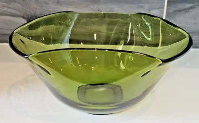 Vintage Retro 1960's Anchor Hocking Avocado Green Glass Chip Bowl (read) • $20