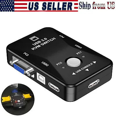 2 Port USB VGA KVM Switch Box For Mouse Keyboard Monitor Video Sharing Computer • $14.99