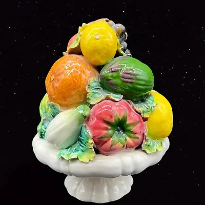 Vintage Art Pottery Fruit Ceramic Centerpiece Italy Majolica 6”T R 221 • $60