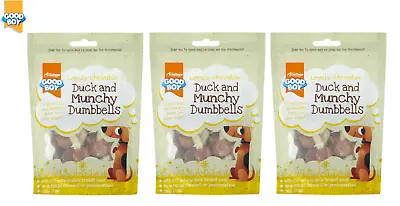 3x Goodboy Duck Munchy Dumbbells Low Fat Natural Meat Dog Puppy Chew Treats 90g • £9.49