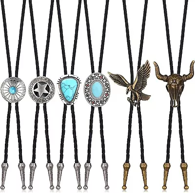 6Pcs Handmade Bolo Tie For Men Western Cowboy Leather Necktie Native American • $25.99