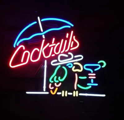 Cocktails Parrot Umbrella Martini 17 X14  Neon Light Sign Lamp Beer Bar Decor • $99.99