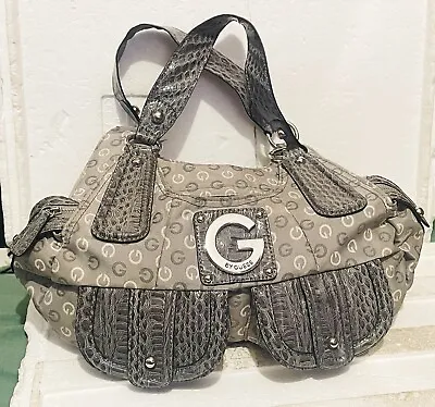 VINTAGE GUESS Handbag Shoulder Bag Crocodile Baguette Design Monogram Y2K 2000s • $75