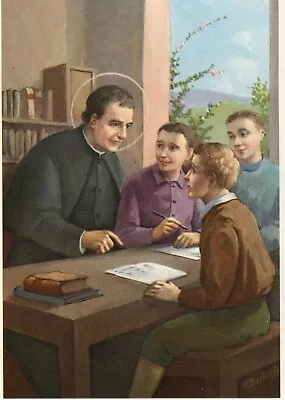 Italy S. Giovanni Bosco With Young Students Drawing By Mario Barberis Postcard • $10