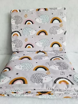 2 3 4 5 Pc Bedding Set Nursery Baby 100% Cotton For Cot Bed Hedgehogs Rainbows • £10.99