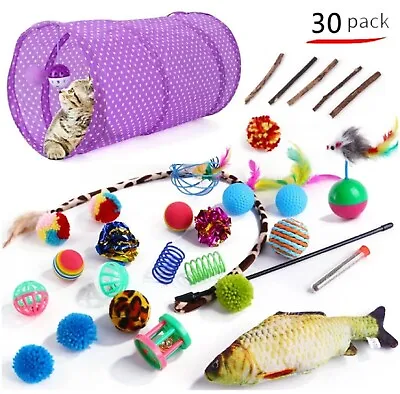 30X Bulk Buy Cat Kitten Toys Rod Fur Mice Bells Balls Catnip Lovely Pet Cat Toy • $25.99