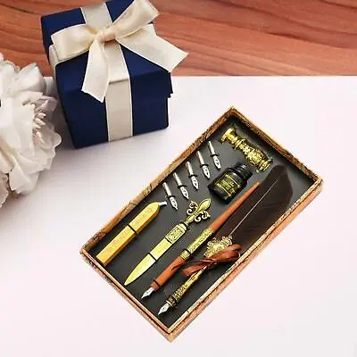 Calligraphy Quill Pen And Ink Set Feather Dip Pen Kit For Writing Drawing • £11.57